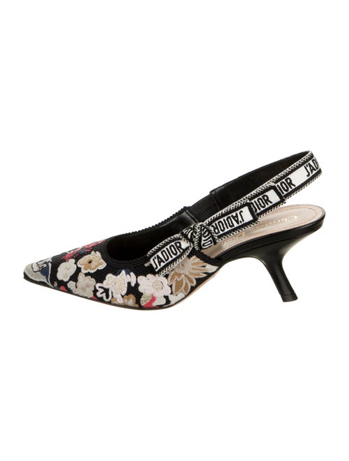 Christian Dior Floral Print Bow Accents Slingback Pumps