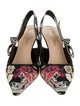 Christian Dior Floral Print Bow Accents Slingback Pumps