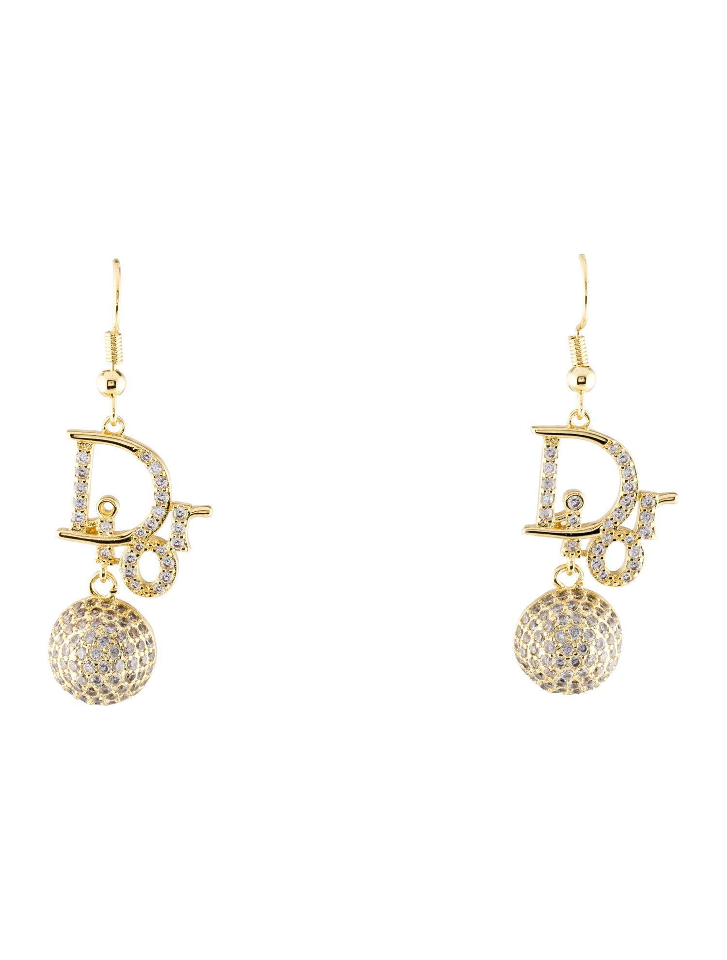 Christian Dior Crystal Pavé Logo Drop Earrings