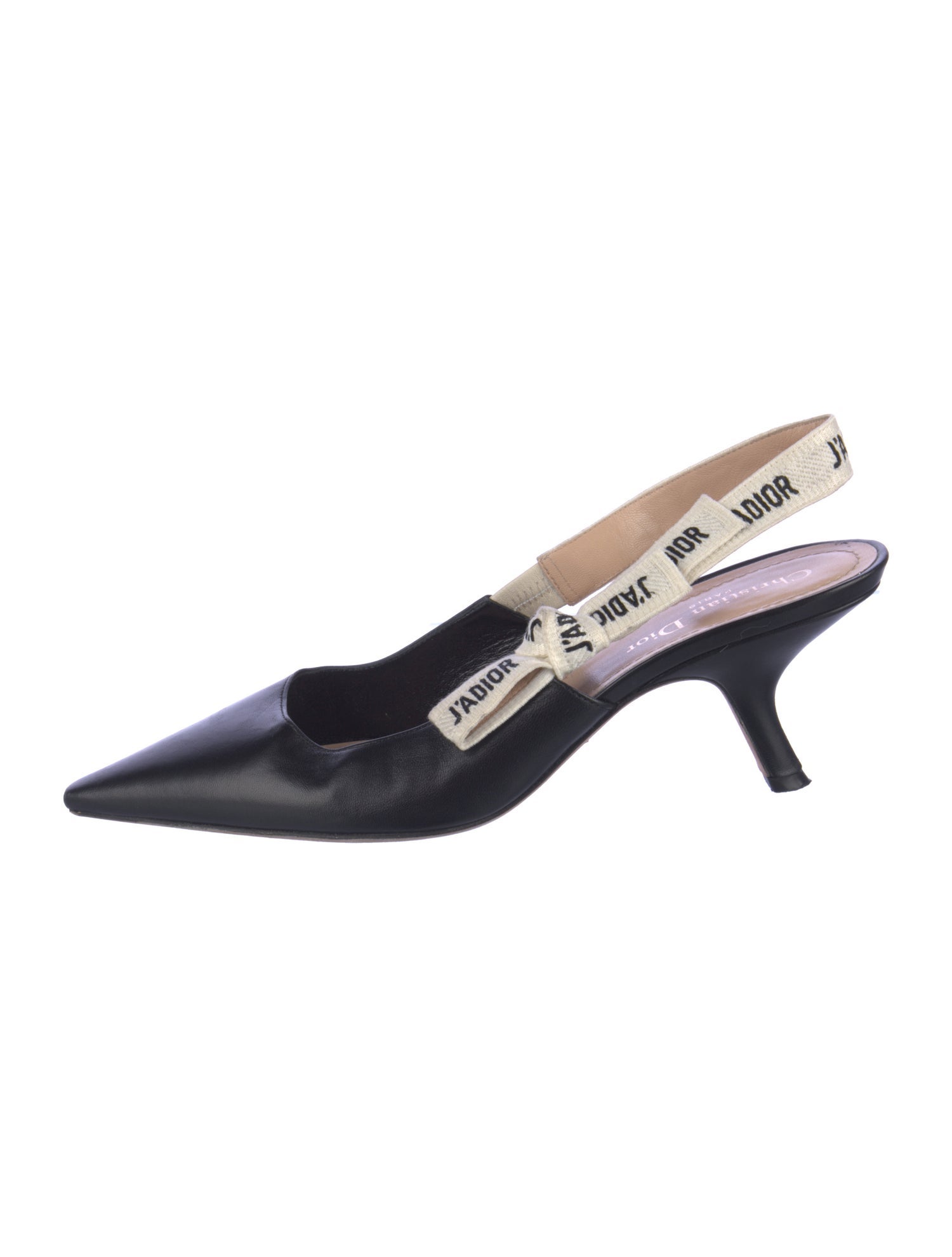 Christian Dior Leather Bow Accents Slingback Pumps