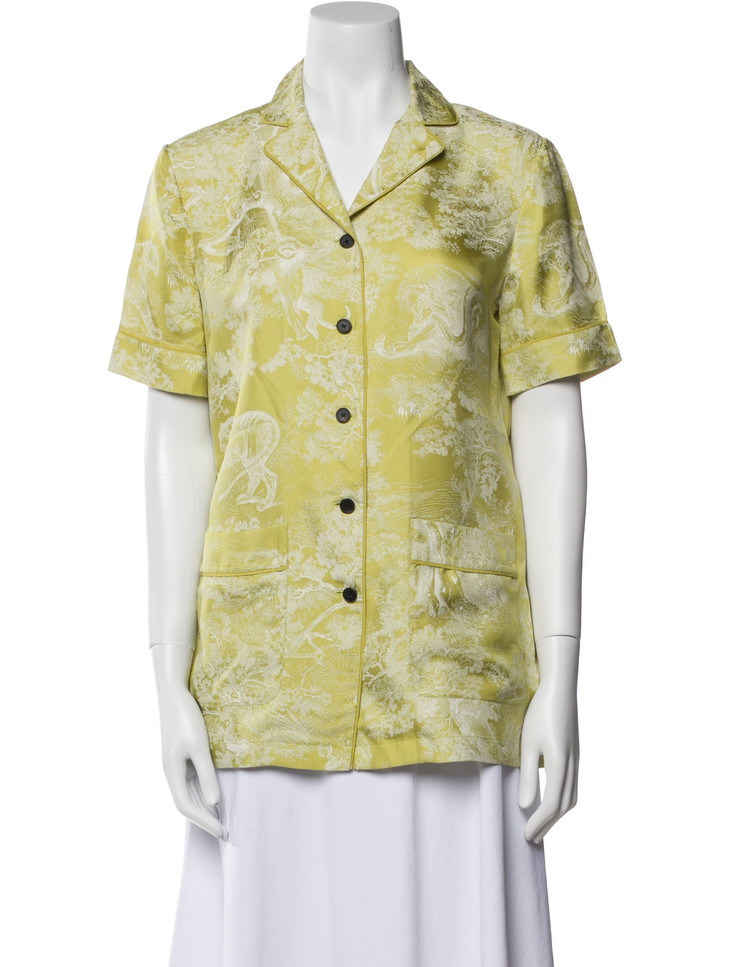 Christian Dior Silk Printed Button-Up Top