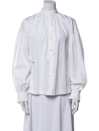 Christian Dior Mock Neck Long Sleeve Button-Up Top