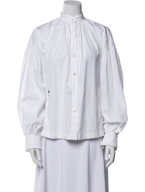 Christian Dior Mock Neck Long Sleeve Button-Up Top