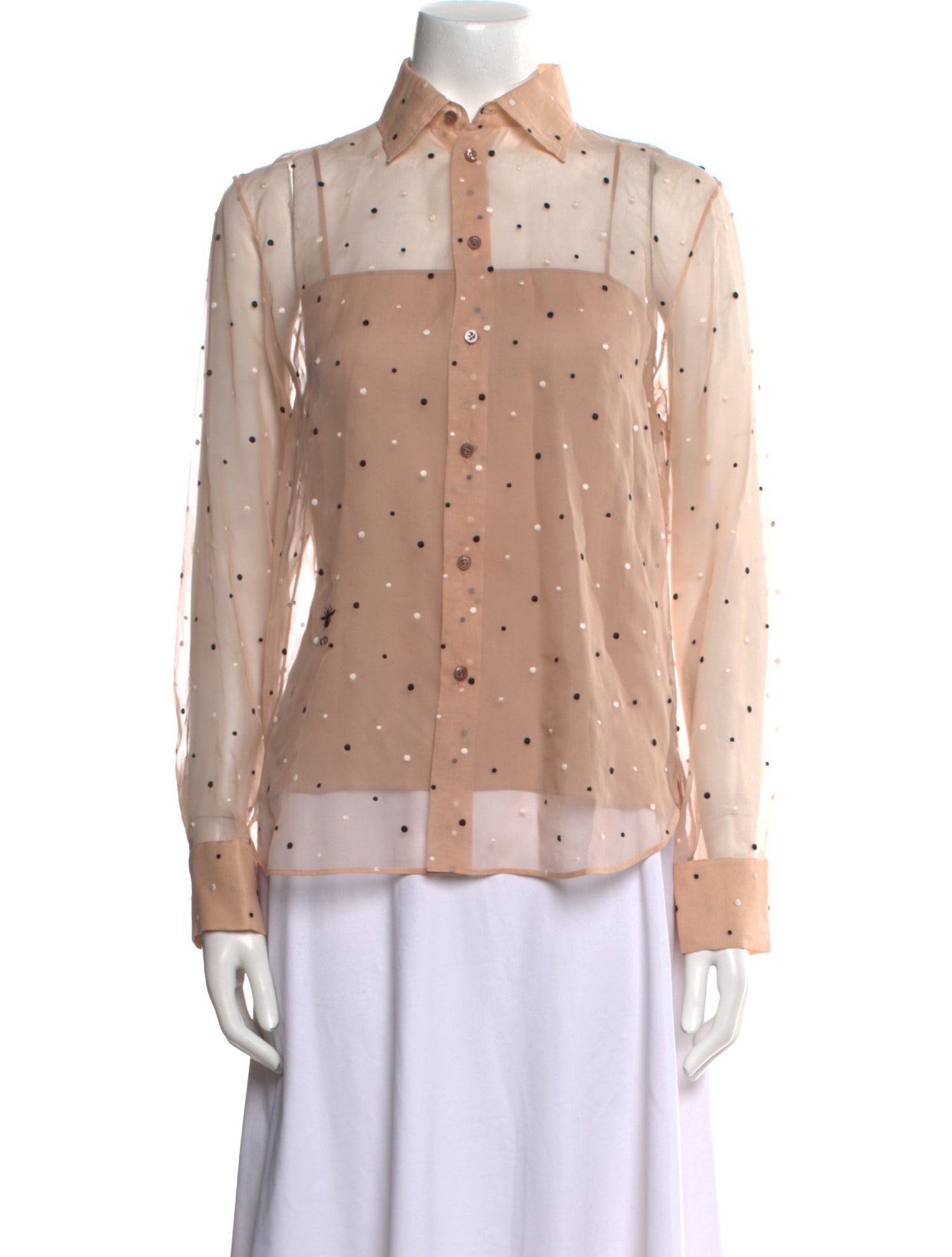 Christian Dior 2023 Polka Dot Print Button-Up Top