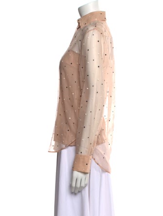 Christian Dior 2023 Polka Dot Print Button-Up Top