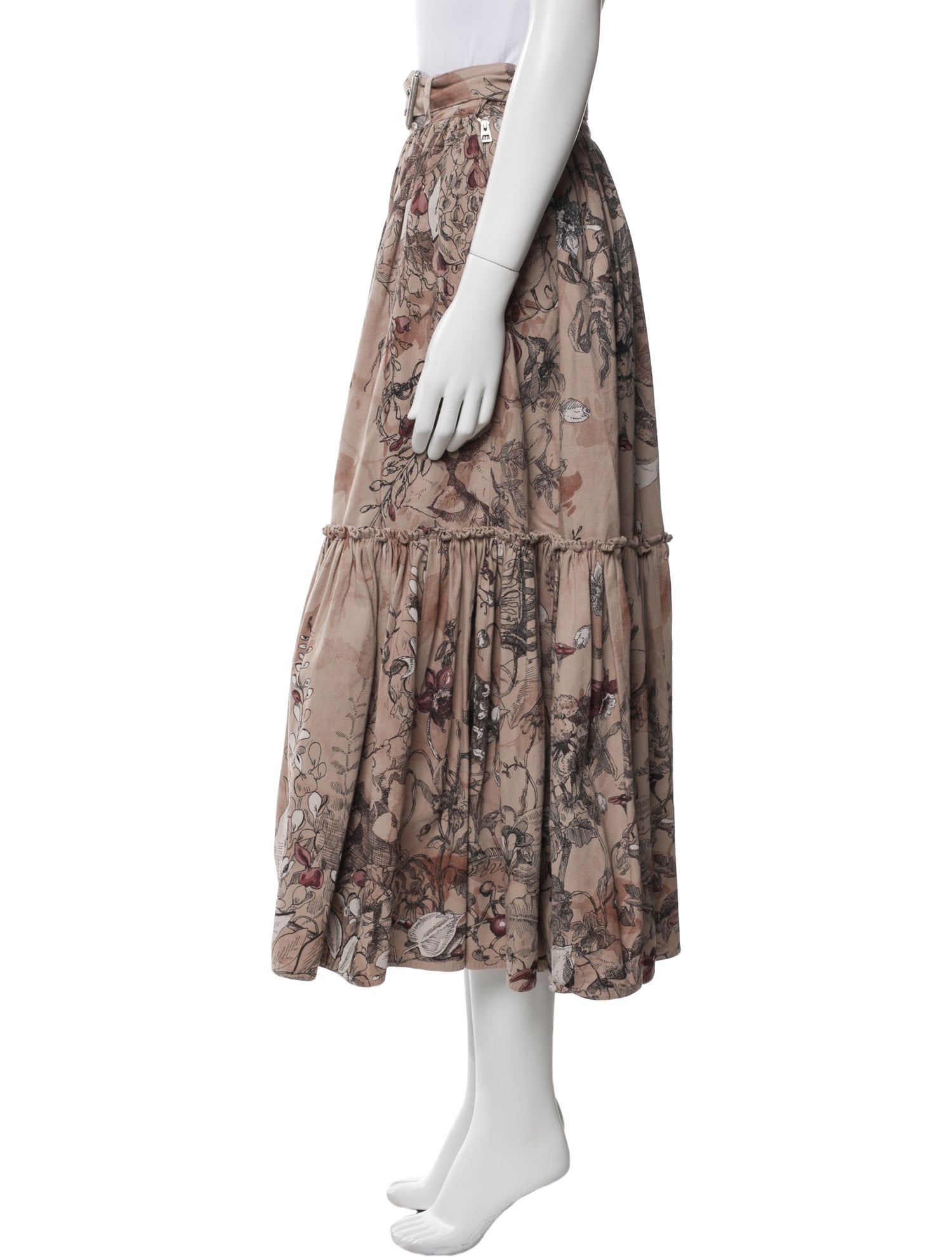 Christian Dior Floral Print Midi Length Skirt