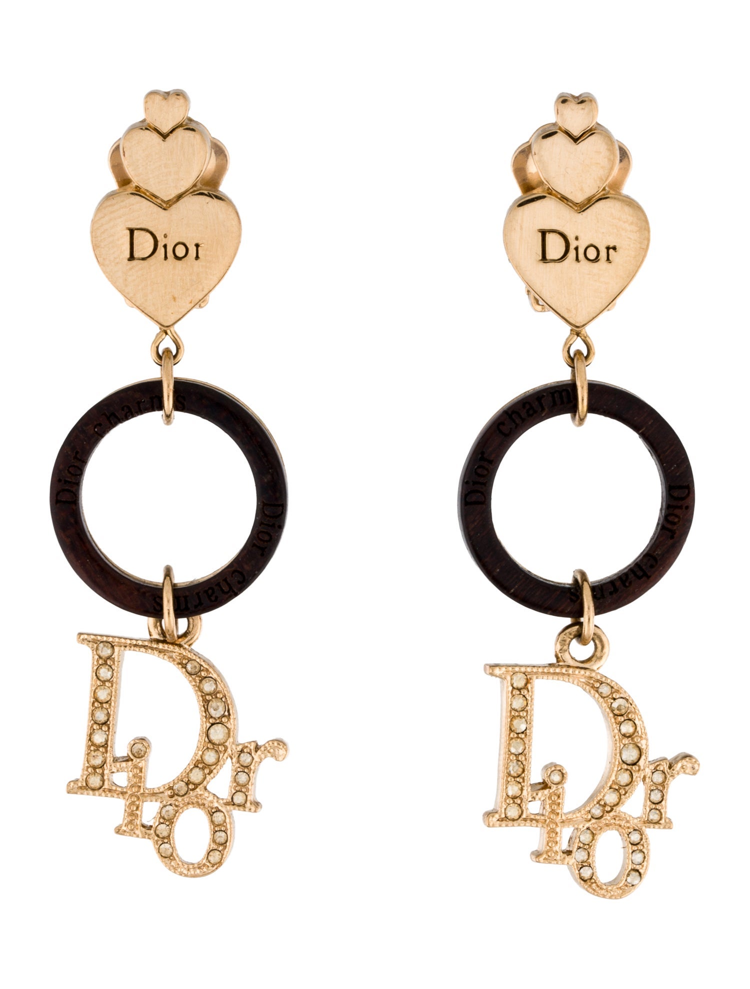 Christian Dior Crystal & Resin Dior Drop Clip-On Earrings