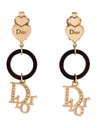 Christian Dior Crystal & Resin Dior Drop Clip-On Earrings
