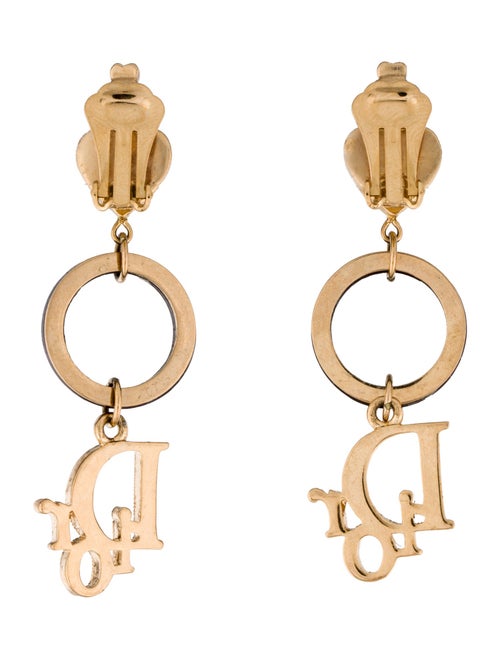Christian Dior Crystal & Resin Dior Drop Clip-On Earrings