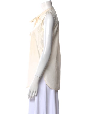 Christian Dior Silk Tie Neck Button-Up Top