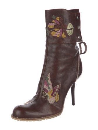 Christian Dior Leather Patterned Lace-Up Boots