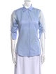 Christian Dior Striped Three-Quarter Sleeve Button-Up Top