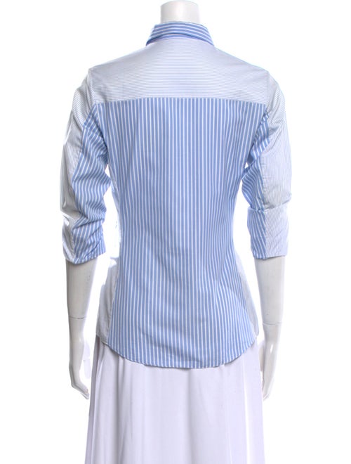 Christian Dior Striped Three-Quarter Sleeve Button-Up Top