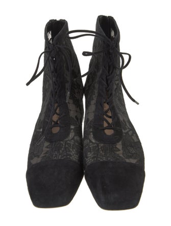 Christian Dior Lace Lace Pattern Lace-Up Boots