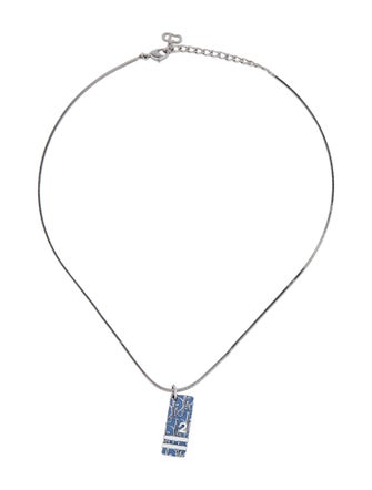 Christian Dior Enamel Oblique Trotter Pendant Necklace