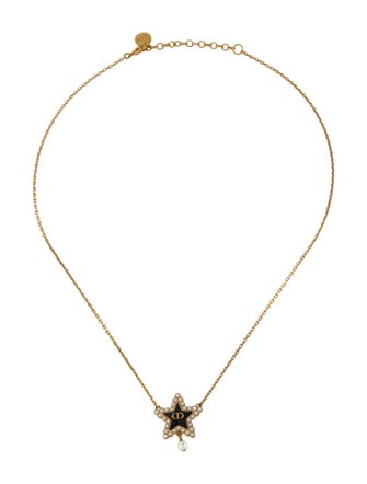 Christian Dior Faux Pearl & Resin Petit CD Pendant Necklace