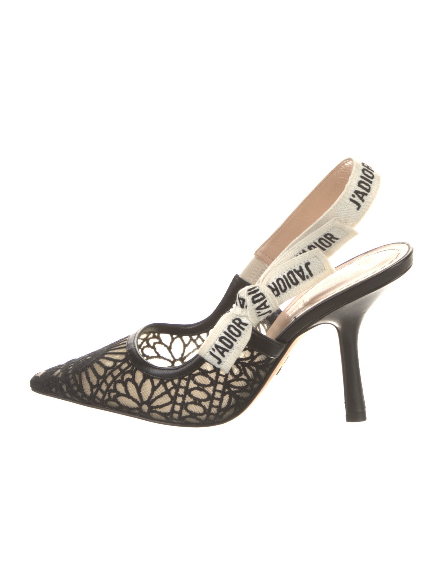Christian Dior Lace Graphic Print Slingback Pumps