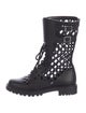 Christian Dior Leather Lasercut Accents Combat Boots