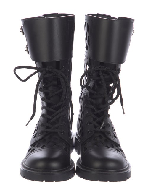 Christian Dior Leather Lasercut Accents Combat Boots
