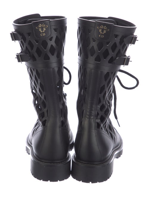 Christian Dior Leather Lasercut Accents Combat Boots