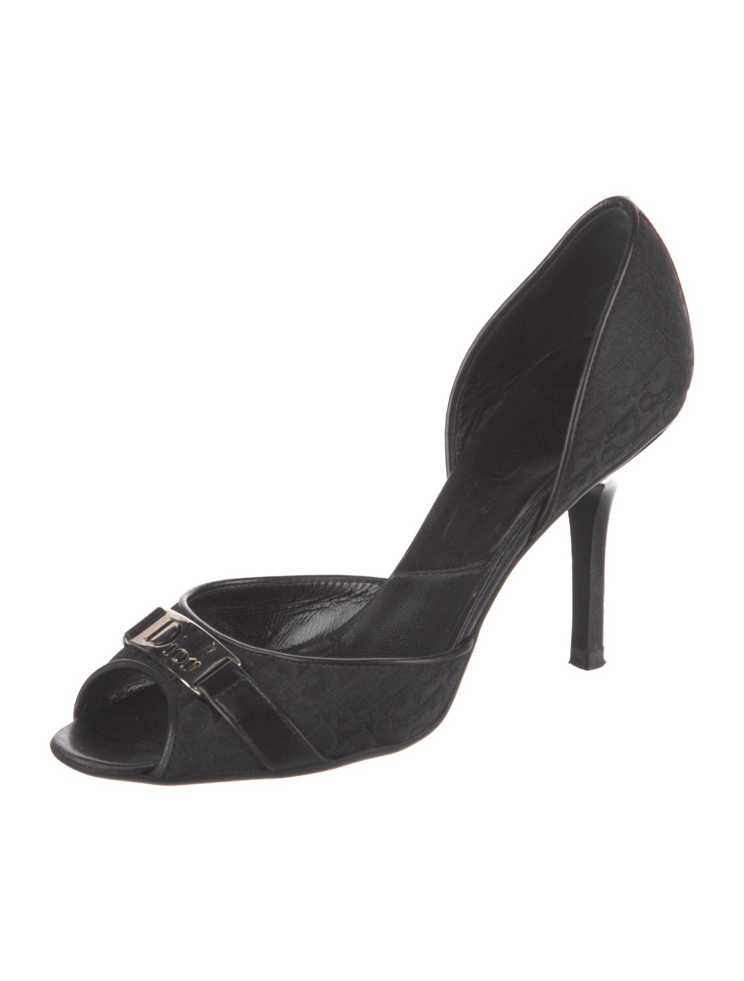 Christian Dior Diorissimo Pattern Canvas D'Orsay Pumps