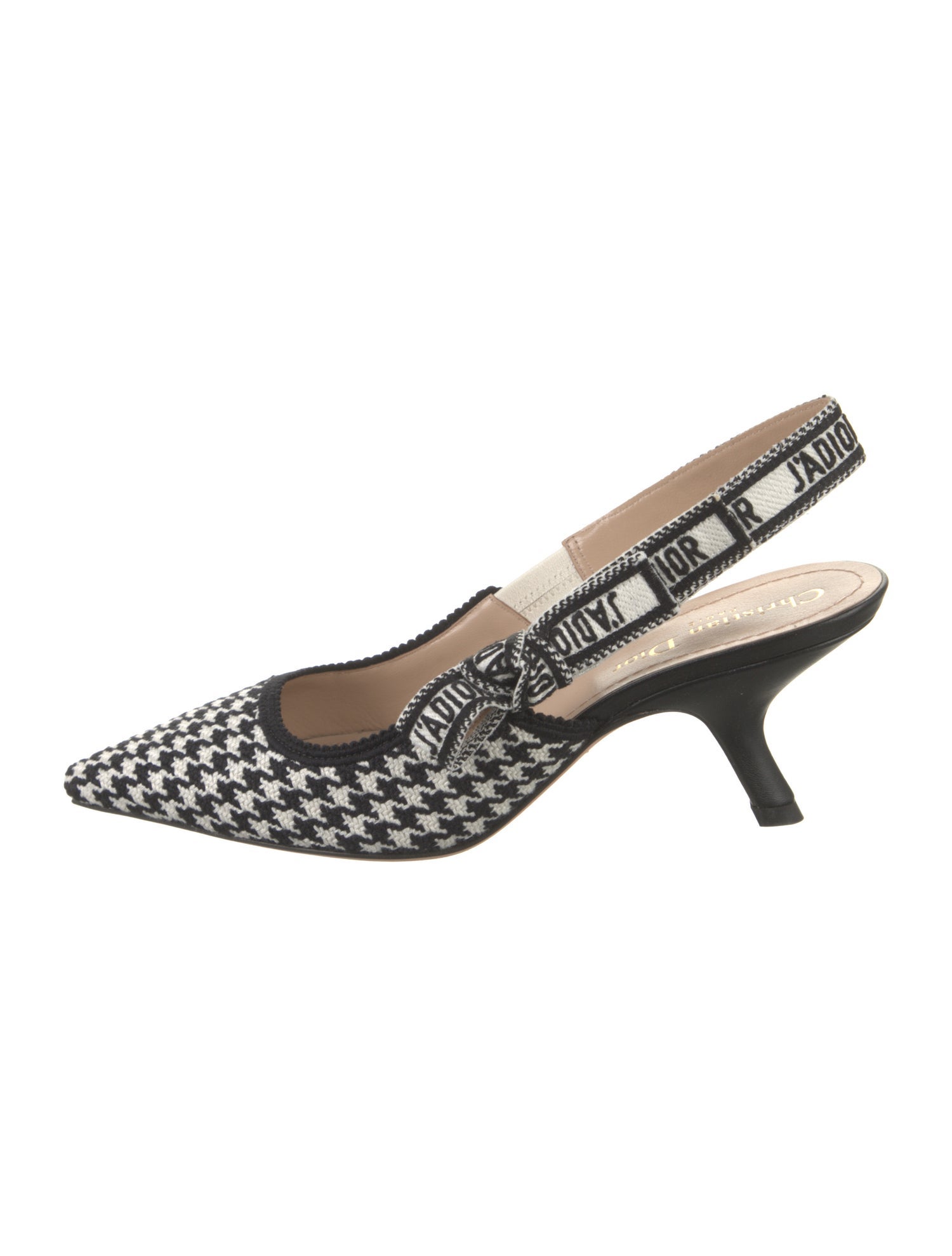 Christian Dior Houndstooth Print Bow Accents Slingback Pumps w/ Tags