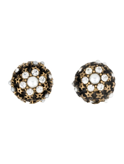 Christian Dior Faux Pearl & Crystal Tribales Stud Earrings
