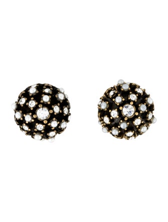 Christian Dior Faux Pearl & Crystal Tribales Stud Earrings