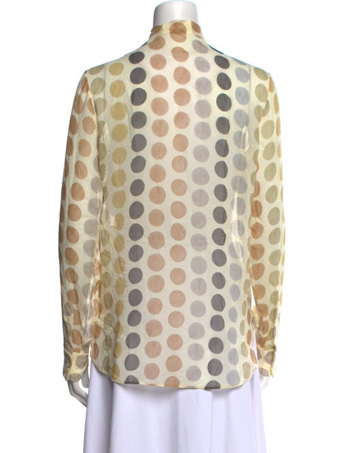 Christian Dior Silk Polka Dot Print Button-Up Top