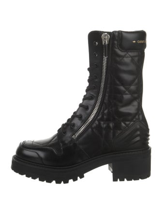 Christian Dior Cannage Pattern Leather Combat Boots