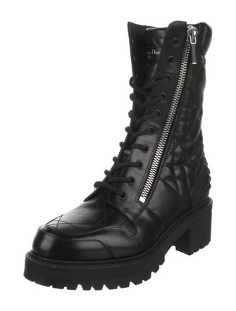 Christian Dior Cannage Pattern Leather Combat Boots