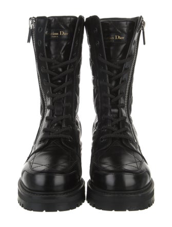Christian Dior Cannage Pattern Leather Combat Boots