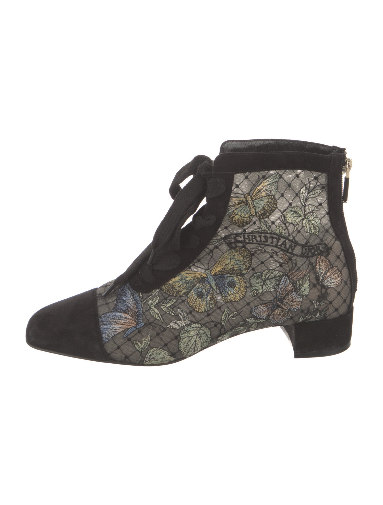 Christian Dior Mesh Printed Lace-Up Boots