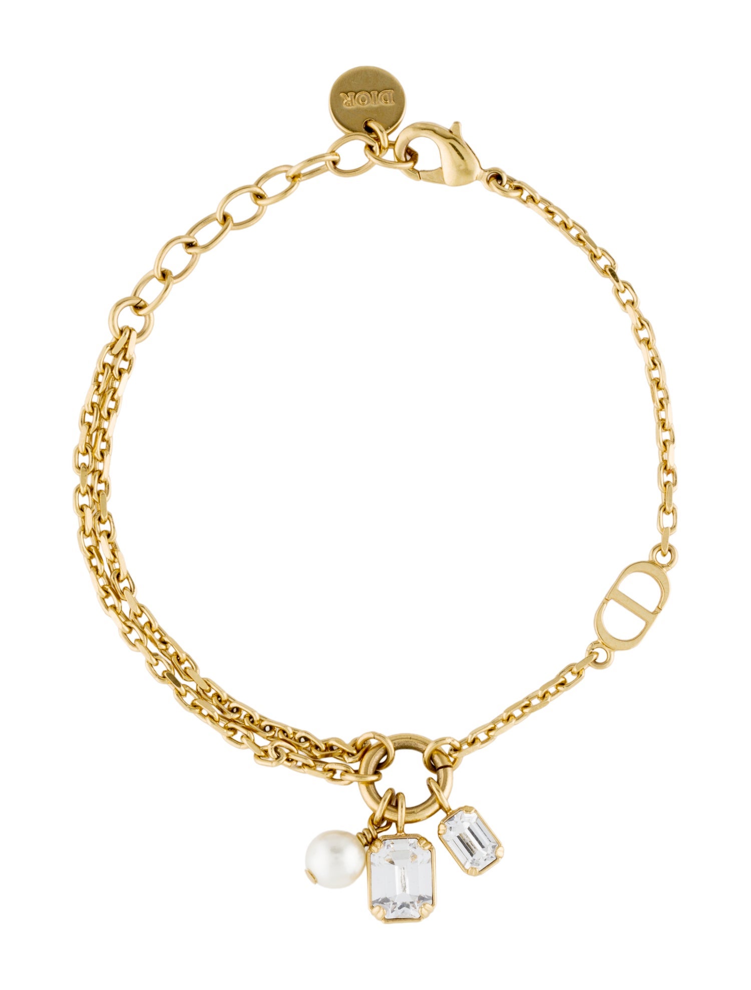 Christian Dior Faux Pearl & Crystal Charm Bracelet
