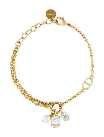 Christian Dior Faux Pearl & Crystal Charm Bracelet
