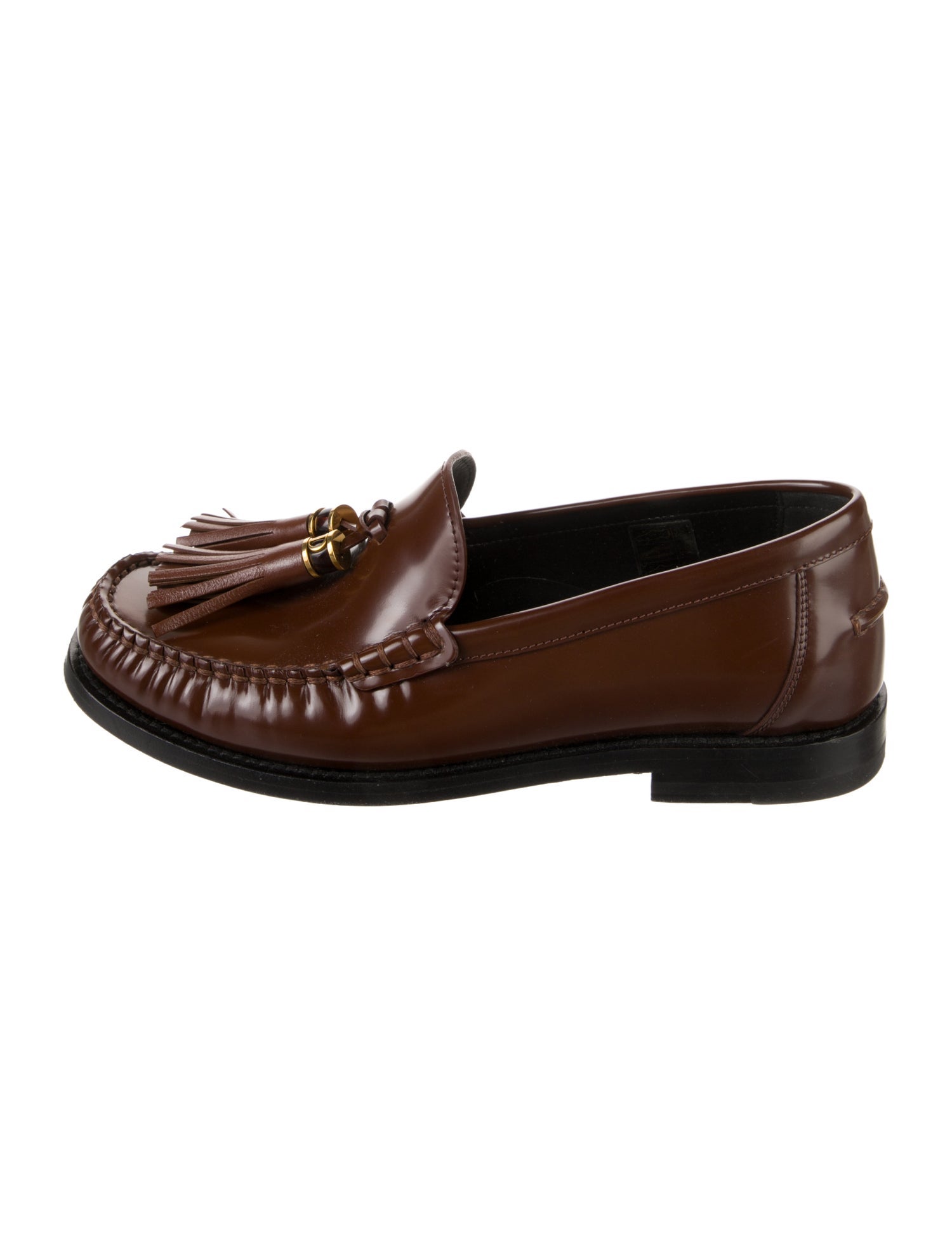 Christian Dior Leather Tassel Accents Loafers