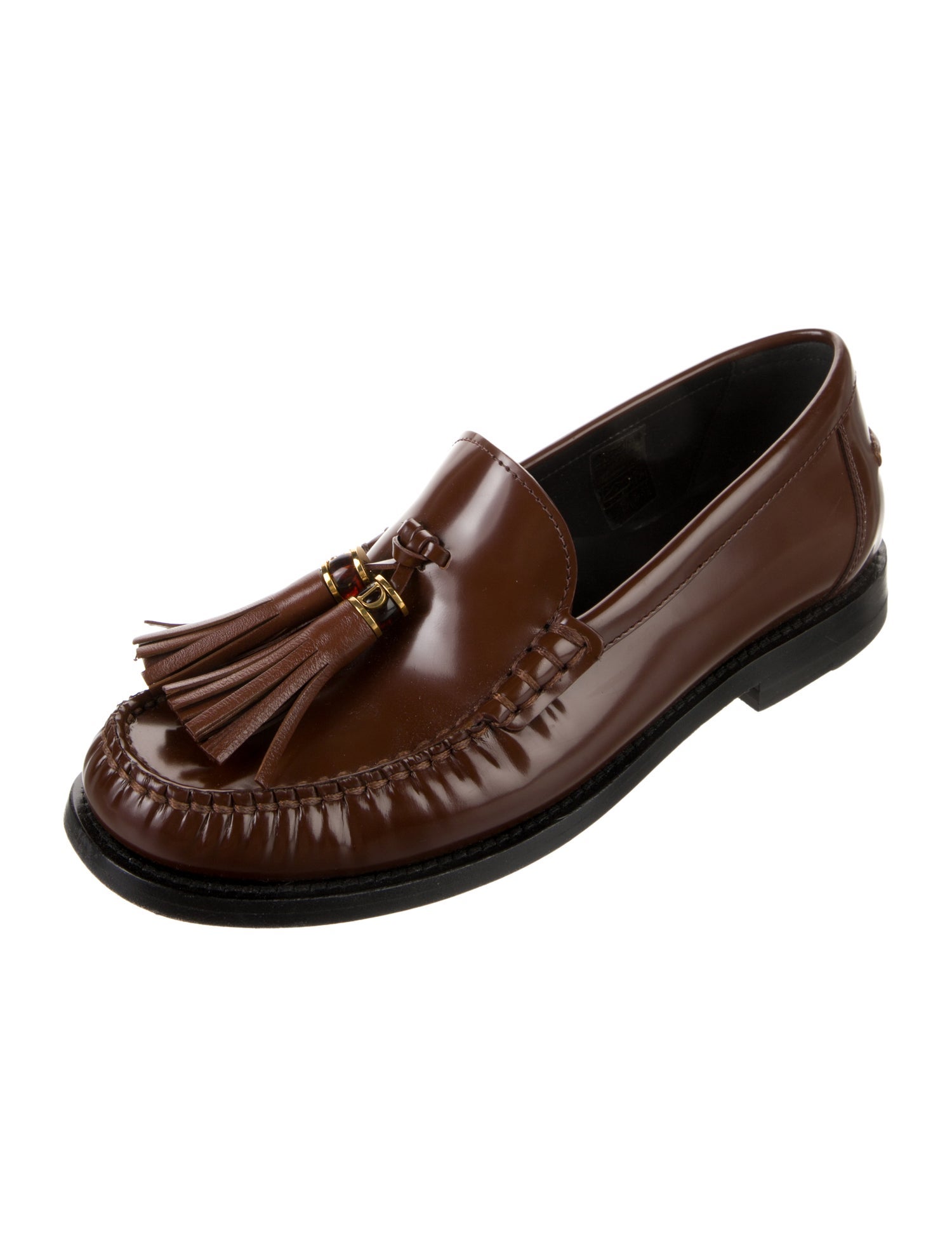 Christian Dior Leather Tassel Accents Loafers