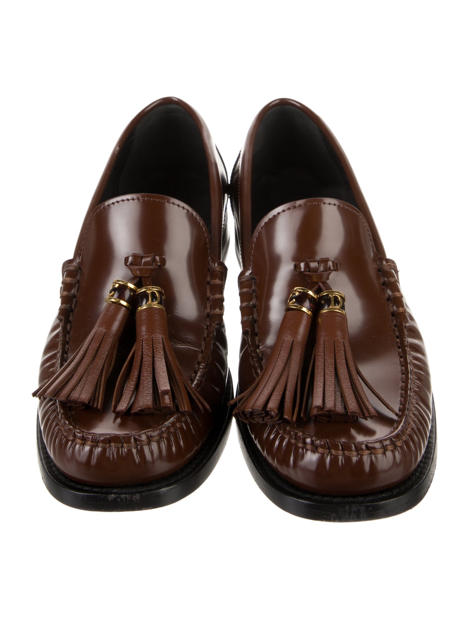 Christian Dior Leather Tassel Accents Loafers