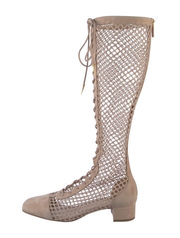 Christian Dior Boots Suede Mesh Accents Lace-Up IT 38 | 8