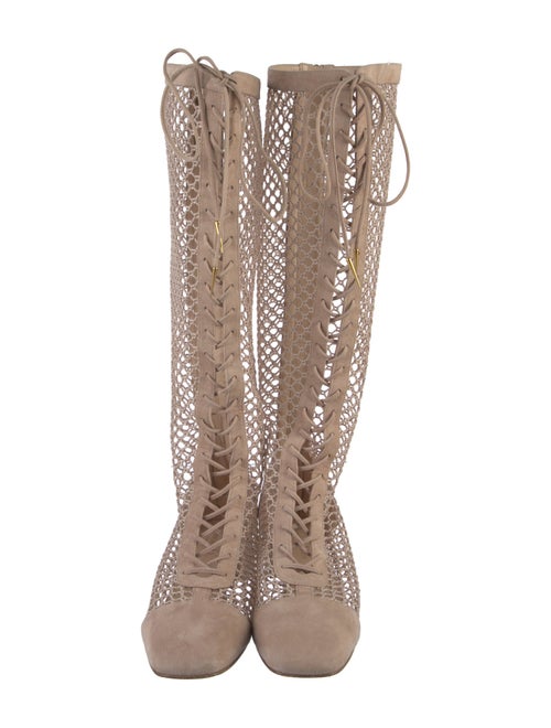 Christian Dior Suede Mesh Accents Lace-Up Boots