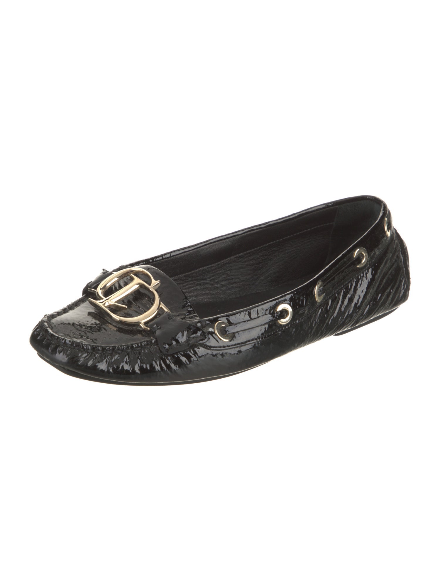 Christian Dior Signature Logo Patent Leather Loafers
