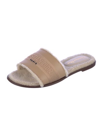 Christian Dior Leather Embroidered Accent Slides