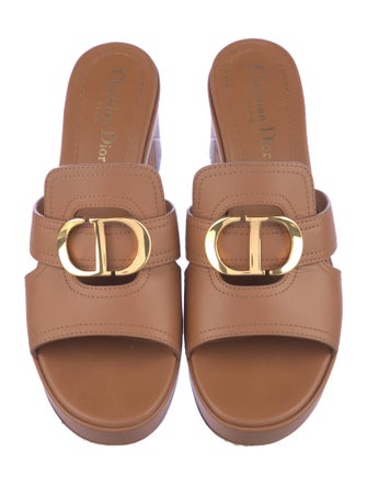 Christian Dior Leather Cutout Accent Slides