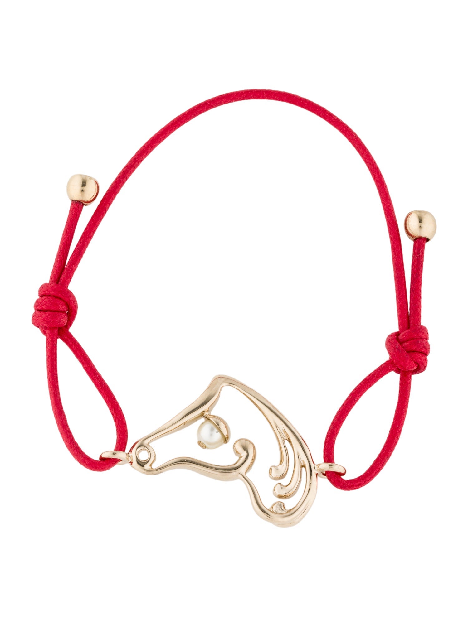 Christian Dior Faux Pearl Zodiac Horse Station Bracelet - Red Wrap