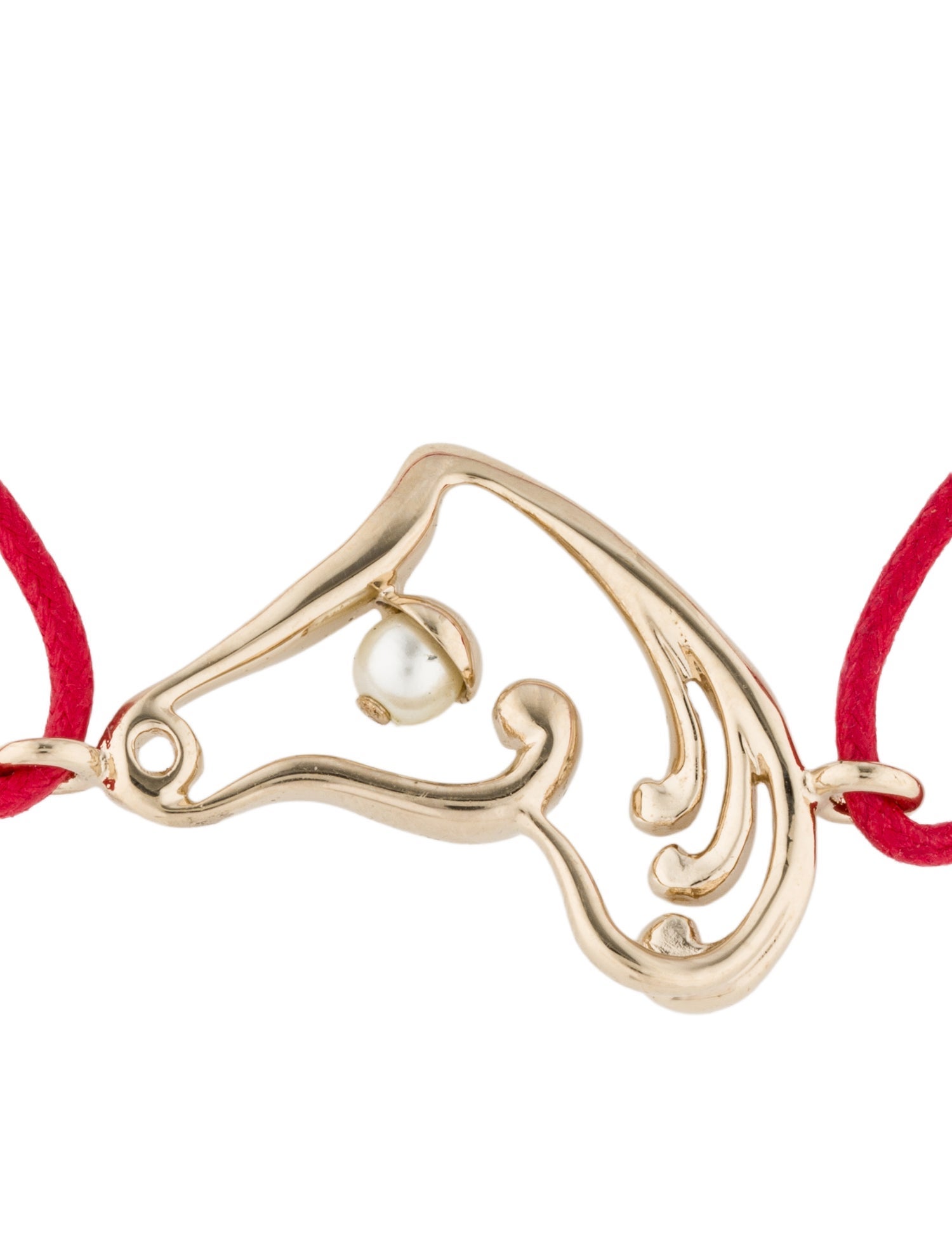 Christian Dior Faux Pearl Zodiac Horse Station Bracelet - Red Wrap
