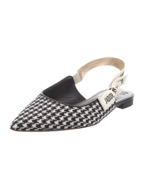 Christian Dior Houndstooth Print Bow Accents Slingback Flats