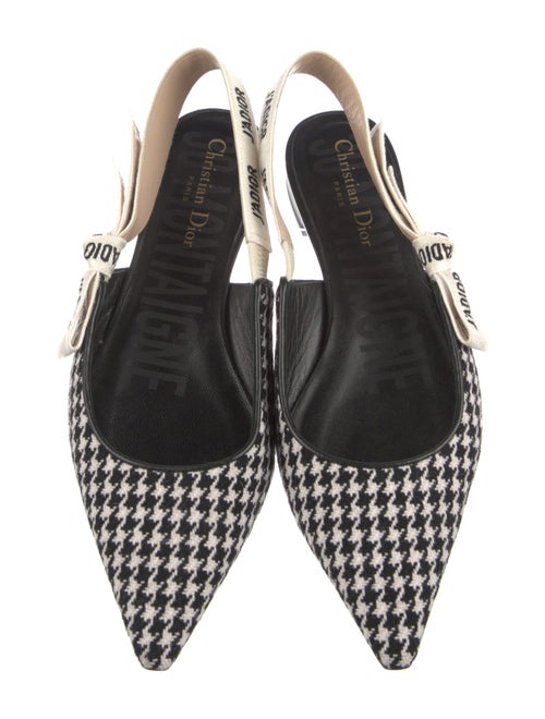 Christian Dior Houndstooth Print Bow Accents Slingback Flats