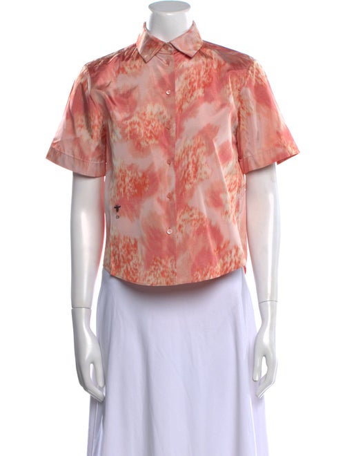 Christian Dior Silk Tie-Dye Print Button-Up Top