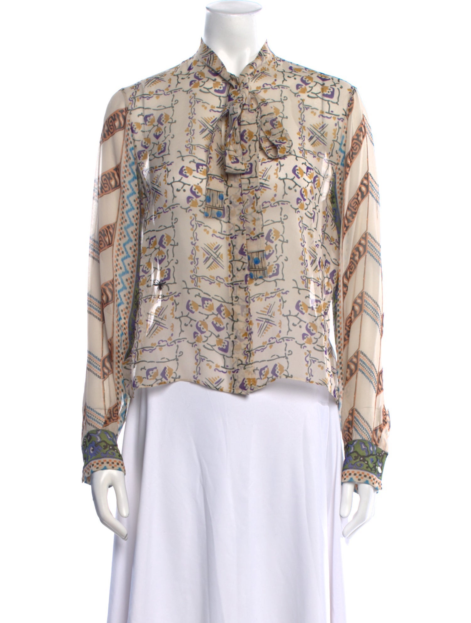 Christian Dior Silk Printed Button-Up Top