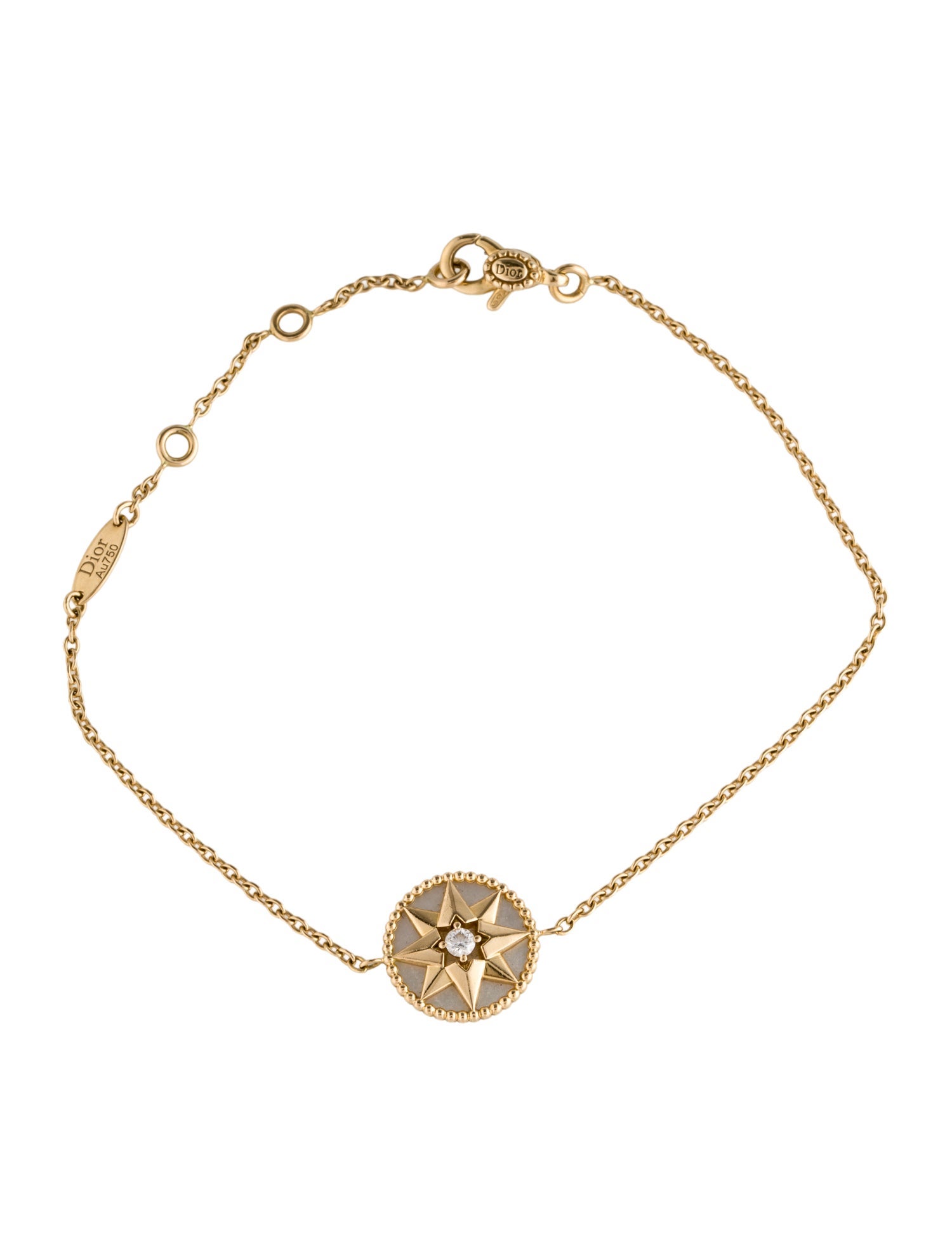 Christian Dior 18K Mother of Pearl & Diamond Rose des Vents Bracelet